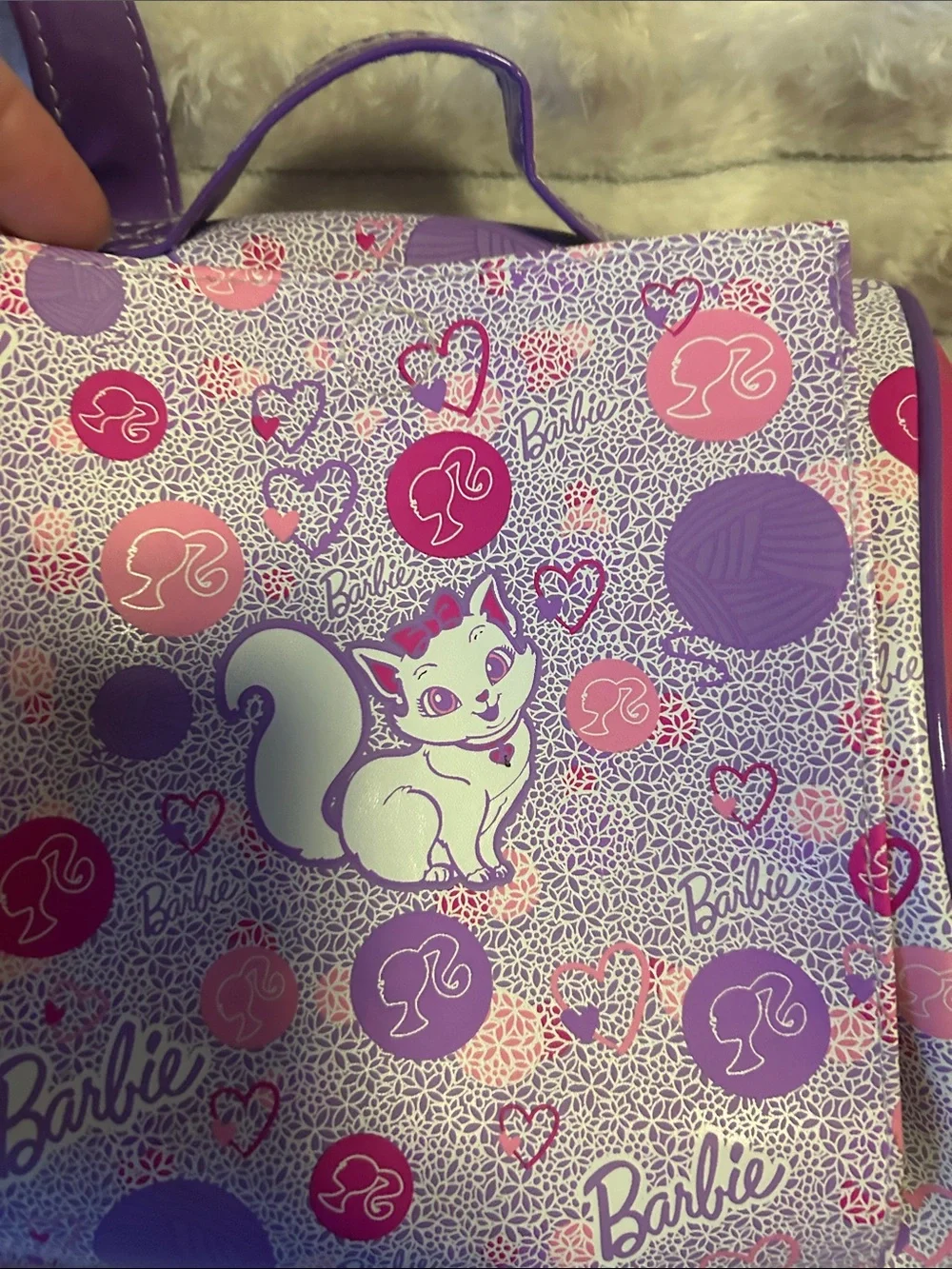 Barbie Pink & Purple Cat Graphic Kids Backpack